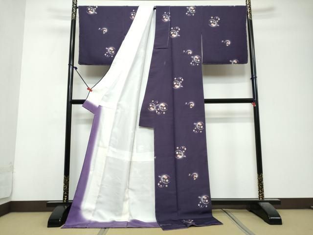 平和屋着物●上質な小紋 雪輪草花文 蛍暈し ロング丈 正絹 逸品 未使用 DABL1204ud