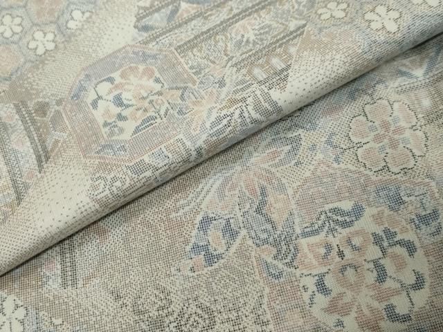 平和屋着物●本場大島紬 白大島 9マルキ 吉祥花蝶文 正絹 逸品 DABL1207ud