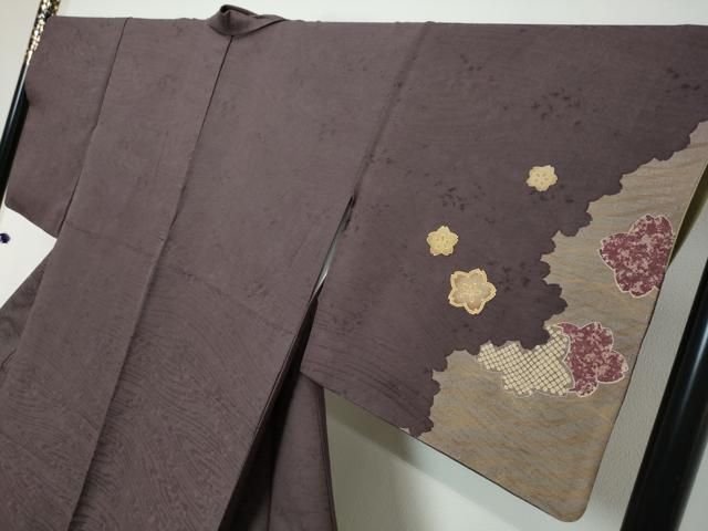 平和屋着物●訪問着 作家物 刺繍 舞桜文 金彩 正絹 逸品 DABL1300ud
