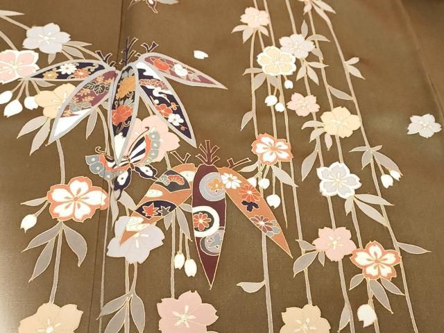平和屋着物●訪問着 花蝶文 暈し染め 金彩 ますいわ屋扱い 正絹 逸品 DABL1301ud