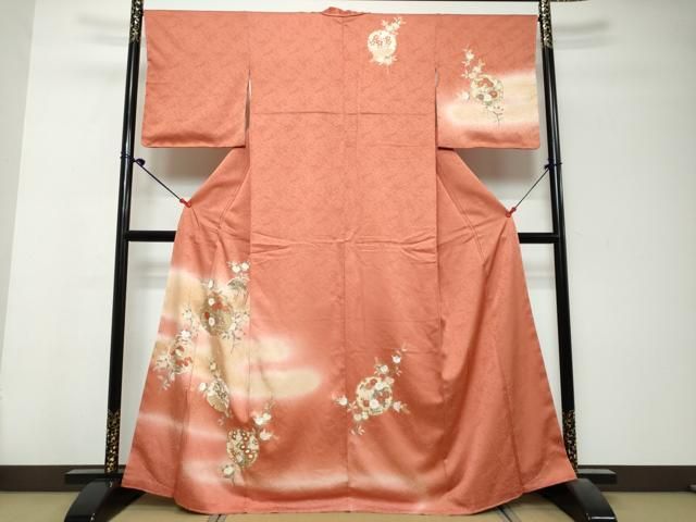 平和屋着物●訪問着 雪輪草花文 暈し染め 金彩 正絹 逸品 未使用 DABL1302ud