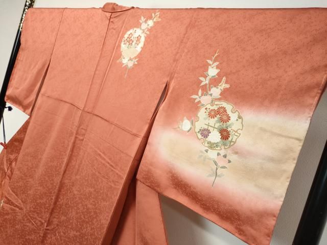 平和屋着物●訪問着 雪輪草花文 暈し染め 金彩 正絹 逸品 未使用 DABL1302ud