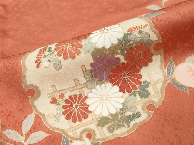 平和屋着物●訪問着 雪輪草花文 暈し染め 金彩 正絹 逸品 未使用 DABL1302ud