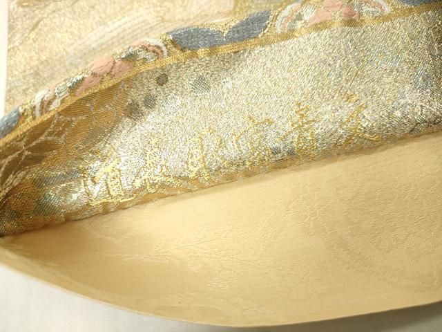 平和屋着物▼両方向 全通柄袋帯 唐織 四君子秀華文 道長取富貴文 金銀糸 正絹 逸品 DABL2008fe