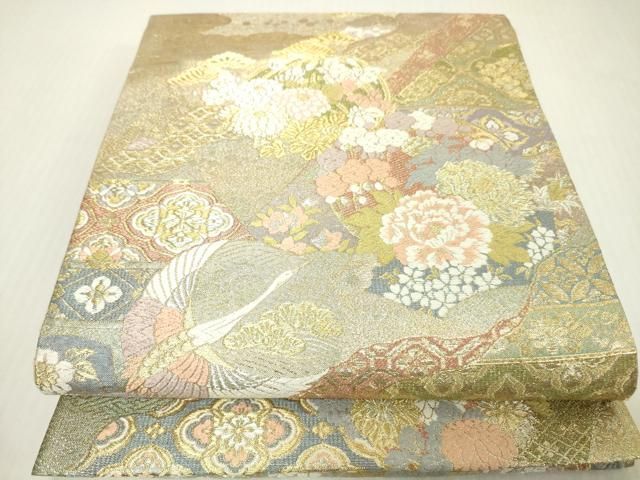 平和屋着物▼両方向 全通柄袋帯 唐織 四君子秀華文 道長取富貴文 金銀糸 正絹 逸品 DABL2008fe
