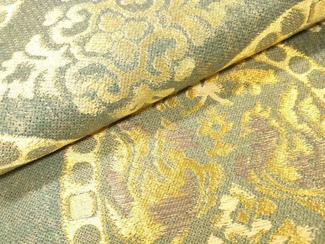 平和屋着物▼六通柄袋帯 花鳥絵皿文 金糸 正絹 逸品 DABL2046fe