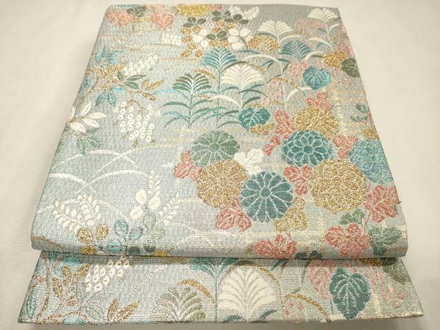 平和屋着物▼六通柄袋帯 唐織 草花 金銀糸 鈴乃屋扱い 正絹 逸品 DABL2069fe