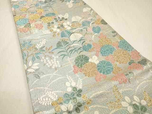 平和屋着物▼六通柄袋帯 唐織 草花 金銀糸 鈴乃屋扱い 正絹 逸品 DABL2069fe