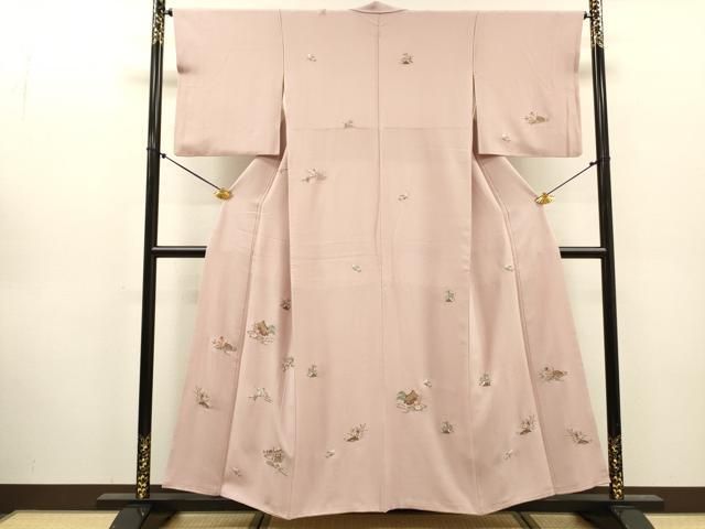 平和屋着物▼訪問着 総刺繍 風景花文 金糸 正絹 逸品 DABL2076fe