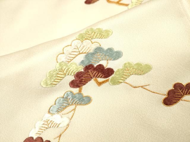 平和屋着物▼訪問着 駒刺繍 総刺繍 松 正絹 逸品 DABL2081fe