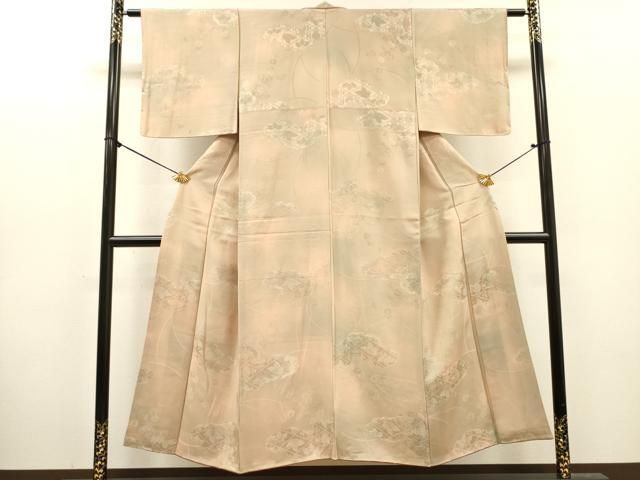 平和屋着物▼上質な小紋 地紋起こし 舞蝶桐花文 暈し染 正絹 逸品 DABL2095fe