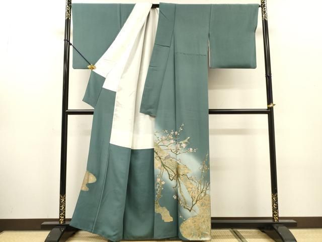 平和屋着物▼豪華色留袖 手描き 枝花に休み鳥 暈し染 金銀彩 正絹 逸品 DABL2096fe