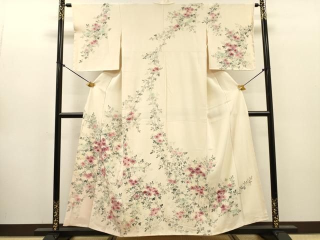 平和屋着物▼訪問着 手描き 草花 暈し染 正絹 逸品 DABL2099fe