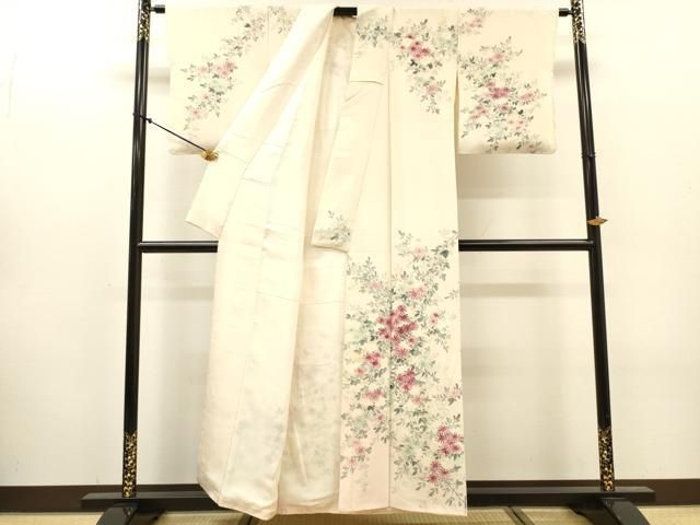 平和屋着物▼訪問着 手描き 草花 暈し染 正絹 逸品 DABL2099fe