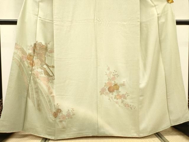 平和屋着物▼中国三大刺繍 スワトウ刺繍 汕頭刺繍 相良刺繍 総刺繍 訪問着 御所車花文 暈し染 金彩 やまと誂製 正絹 逸品 DABL2101fe