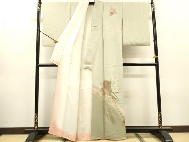 平和屋着物▼中国三大刺繍 スワトウ刺繍 汕頭刺繍 相良刺繍 総刺繍 訪問着 御所車花文 暈し染 金彩 やまと誂製 正絹 逸品 DABL2101fe