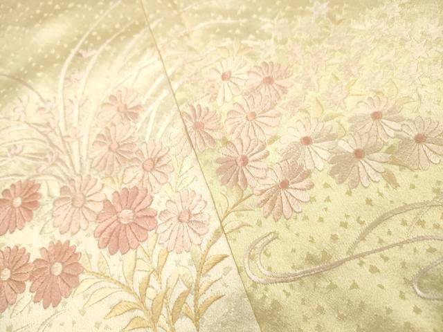 平和屋着物▼訪問着 総刺繍 草花 暈し染 正絹 逸品 DABL2108fe