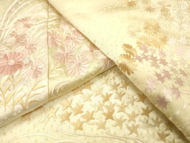 平和屋着物▼訪問着 総刺繍 草花 暈し染 正絹 逸品 DABL2108fe