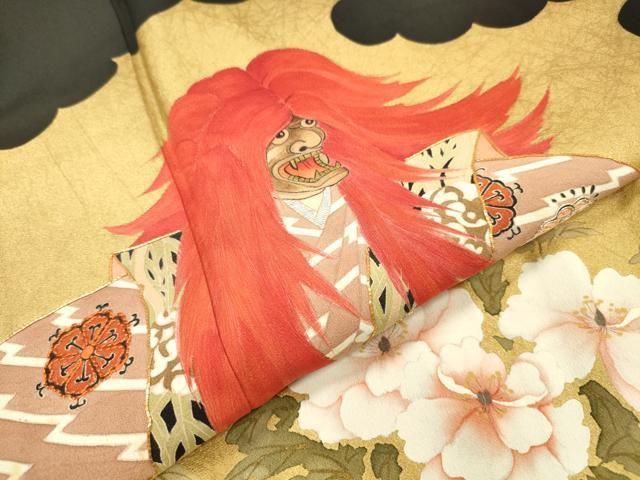 平和屋着物▼豪華黒留袖 作家物 手描き 歌舞伎 金彩 正絹 逸品 DABL2110fe