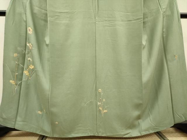 平和屋着物▼訪問着 作家物 駒刺繍 総刺繍 草花 金銀糸 正絹 逸品 DABL2112fe