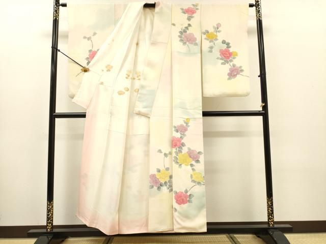 平和屋着物▼小振袖 二尺袖 手描き 枝花 暈し染 正絹 逸品 DABL2117fe