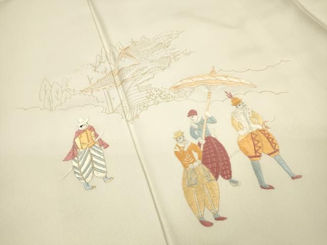 平和屋着物▼訪問着 総刺繍 人物文 正絹 逸品 DABL2120fe