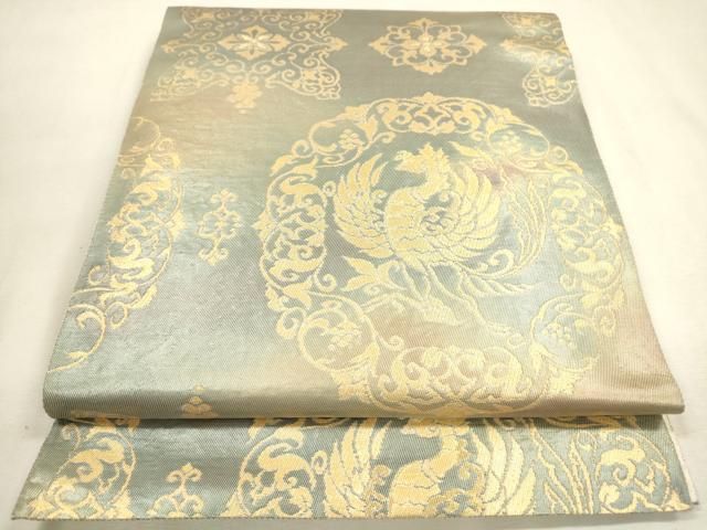 平和屋着物▼六通柄袋帯 鳳凰正倉院花文 金糸 引箔 正絹 逸品 DABL2123fe