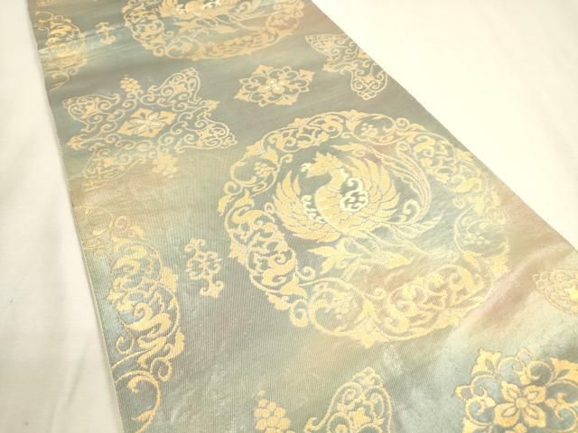 平和屋着物▼六通柄袋帯 鳳凰正倉院花文 金糸 引箔 正絹 逸品 DABL2123fe