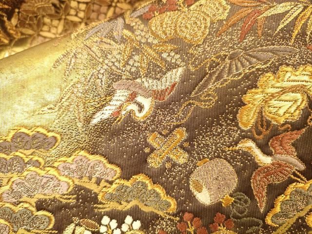 平和屋着物▼六通柄袋帯 唐織 草木染 小袖吉祥文 金糸 引箔 正絹 逸品 DABL2134fe