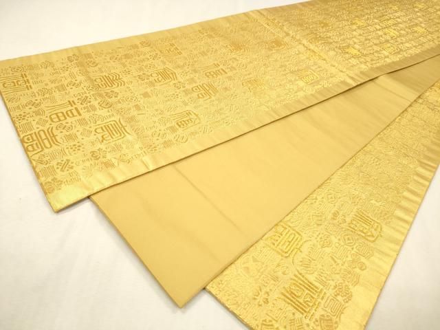 平和屋着物▼織匠 帯屋道伯 全通柄袋帯 吉祥福壽寶盡文 金糸 正絹 逸品 DABL2154fe