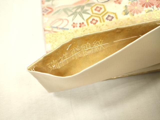 平和屋着物▼六通柄袋帯 唐織 瑞祥飛鶴紋 金銀糸 正絹 逸品 DABL2167fe