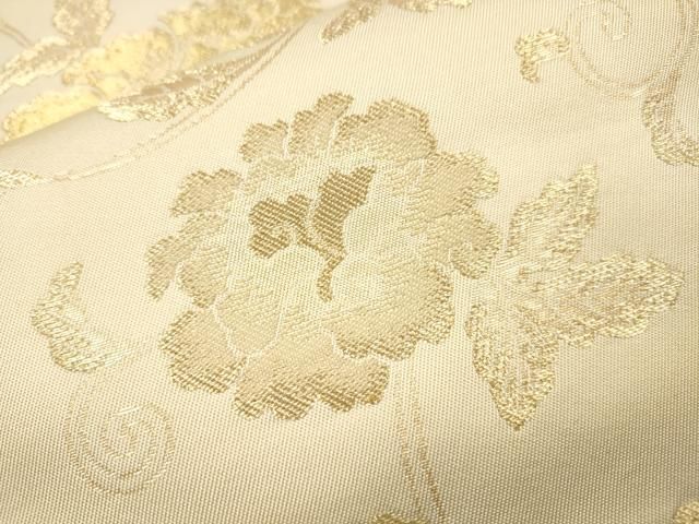 平和屋着物▼六通柄 本袋帯 花唐草文 金糸 正絹 逸品 DABL2174fe