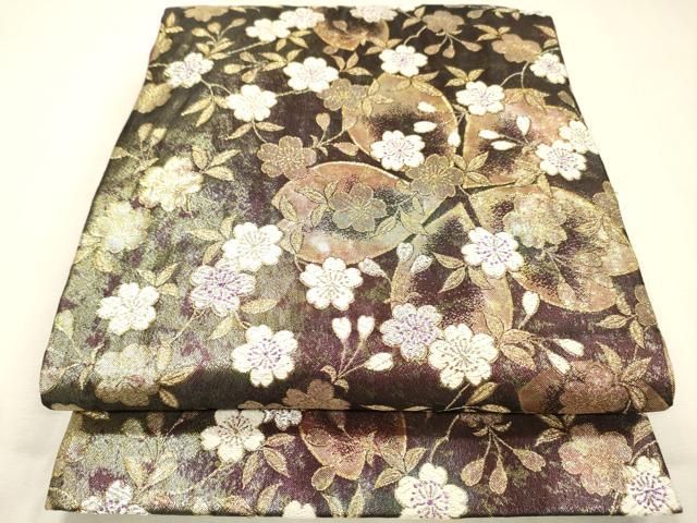 平和屋着物▼六通柄袋帯 舞桜 金糸 正絹 逸品 DABL2178fe