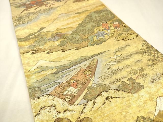 平和屋着物▼西陣 佐賀錦 六通柄袋帯 北斎名画集 金銀糸 正絹 逸品 DABL2192fe