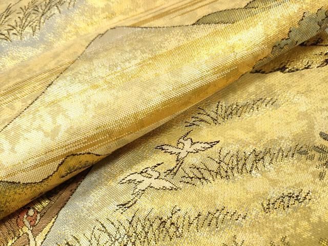 平和屋着物▼西陣 佐賀錦 六通柄袋帯 北斎名画集 金銀糸 正絹 逸品 DABL2192fe