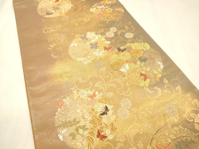 平和屋着物▼西陣 とみや織物謹製 とみや帯 六通柄袋帯 王華珠宝文 研き出し箔 引箔 正絹 逸品 DABL2196fe