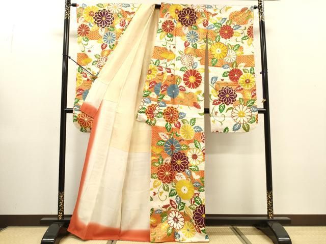 平和屋着物▼豪華振袖 駒刺繍 菊尽くし 金彩 正絹 逸品 DABL2216fe