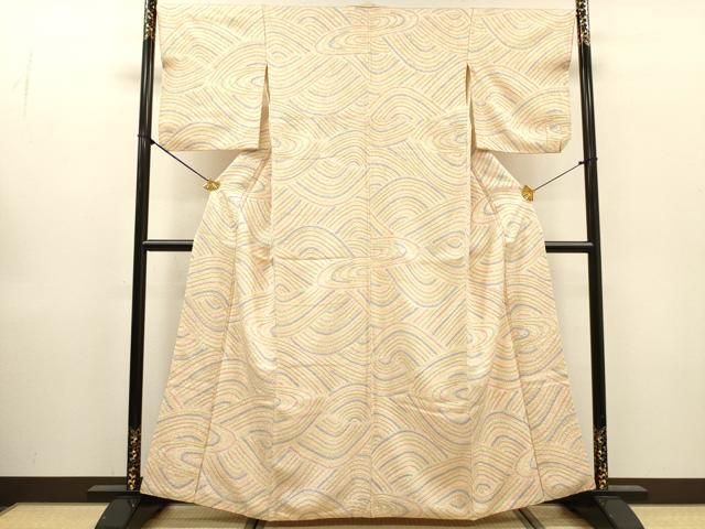 平和屋着物▼上質な小紋 総絞り 流水文 正絹 逸品 DABL2220fe