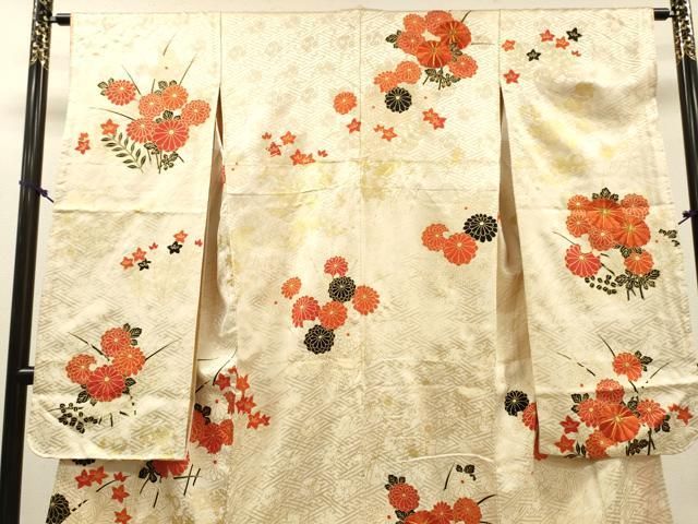 平和屋着物▼豪華振袖 駒刺繍 菊花文 金彩 正絹 逸品 DABL2222fe