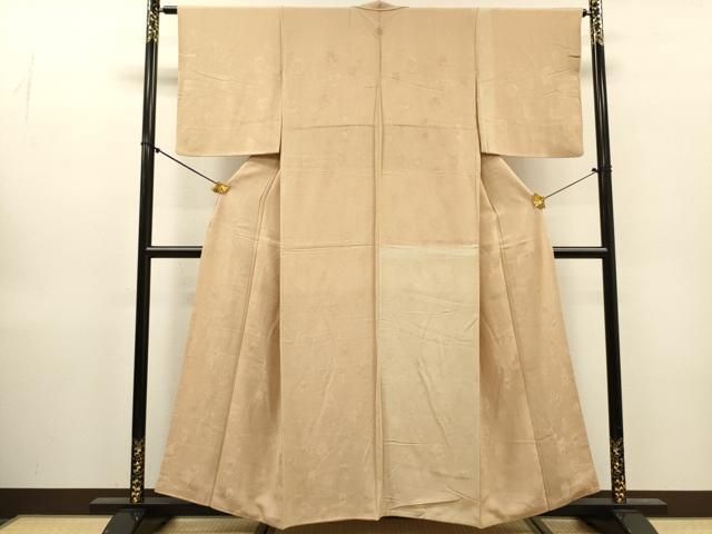 平和屋着物▼無地絵羽訪問着 草花地紋 白茶色 正絹 逸品 DABL2228fe