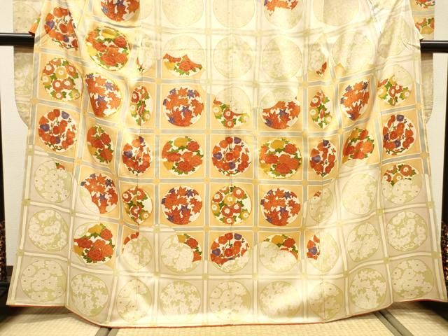 平和屋着物▼豪華振袖 駒刺繍 花丸文 金彩 正絹 逸品 DABL2235fe