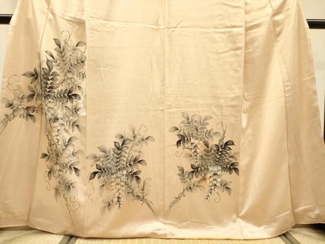 平和屋着物▼訪問着 手描き 枝花 暈し染 正絹 逸品 DABL2240fe