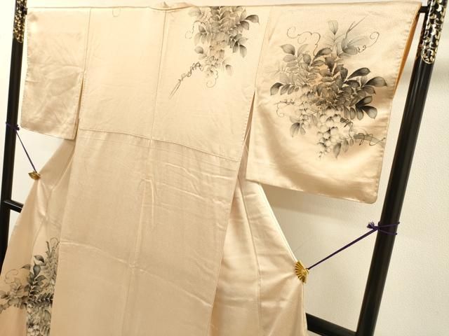 平和屋着物▼訪問着 手描き 枝花 暈し染 正絹 逸品 DABL2240fe