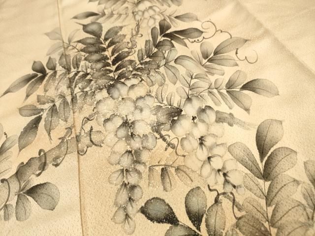 平和屋着物▼訪問着 手描き 枝花 暈し染 正絹 逸品 DABL2240fe