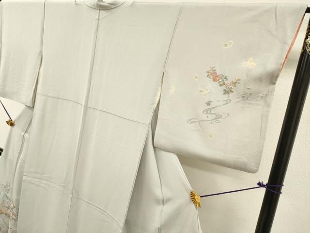 平和屋着物▼訪問着 刺繍 絞り 地紙花文 金糸 正絹 逸品 DABL2255fe