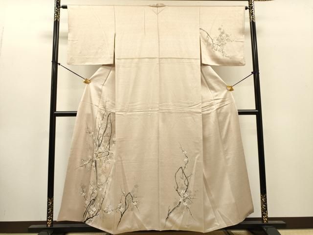 平和屋着物▼訪問着 刺繍 手描き 枝梅 正絹 逸品 DABL2259fe