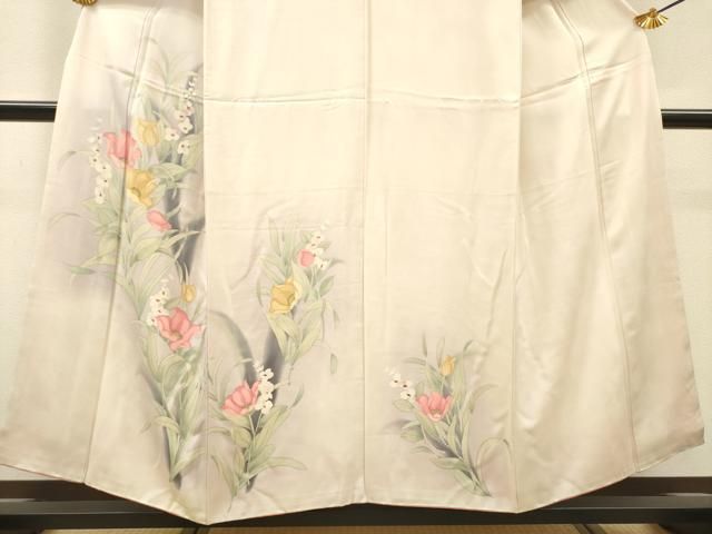 平和屋着物▼訪問着 手描き 草花 暈し染 正絹 逸品 DABL2263fe