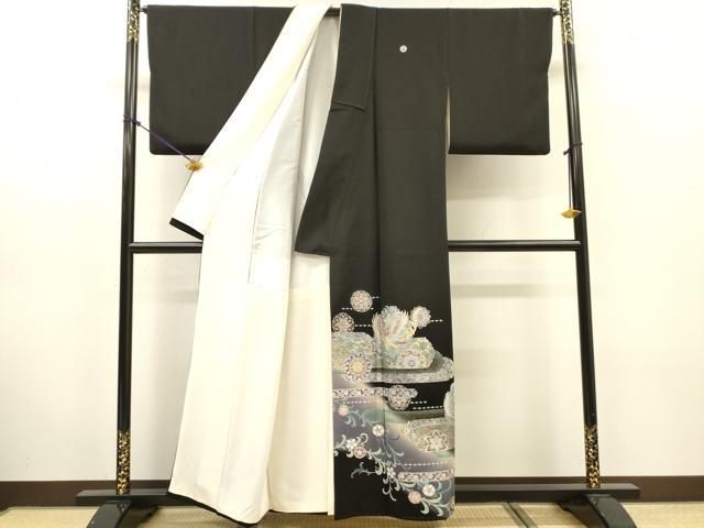 平和屋着物●豪華黒留袖 正倉院花鳳凰花文 金銀彩 正絹 逸品 DABL2372fe