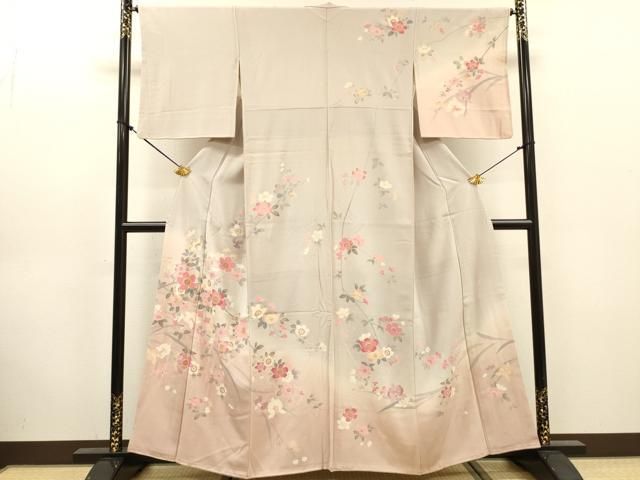 平和屋着物●中国三大刺繍 相良刺繍 訪問着 作家物 枝桜 暈し染 金糸 正絹 逸品 DABL2603fe