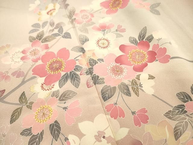 平和屋着物●中国三大刺繍 相良刺繍 訪問着 作家物 枝桜 暈し染 金糸 正絹 逸品 DABL2603fe